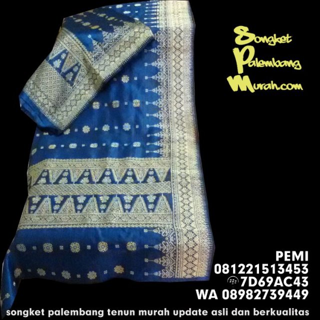 Songket Palembang Cannis Biru Benang Gold
